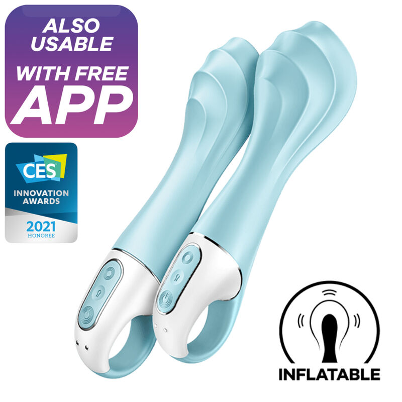 SATISFYER - AIR PUMP VIBRATOR 5+ APP INFLATABLE VIBRATOR G-SPOT BLUE