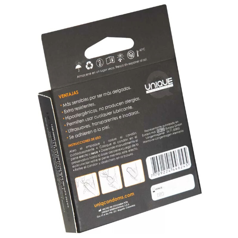 UNIQ - PRESERVATIVOS CLÁSICOS SIN LÁTEX 3 UNIDADES