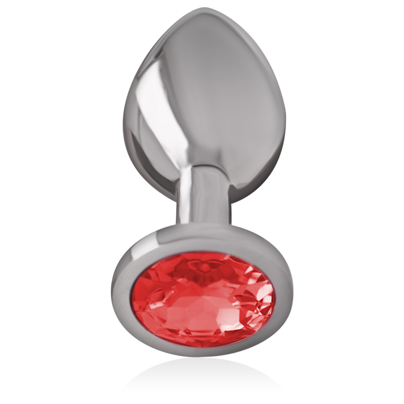 INTENSE - PLUG ANAL DE METAL ALUMINIO CON CRISTAL ROJO TALLA L