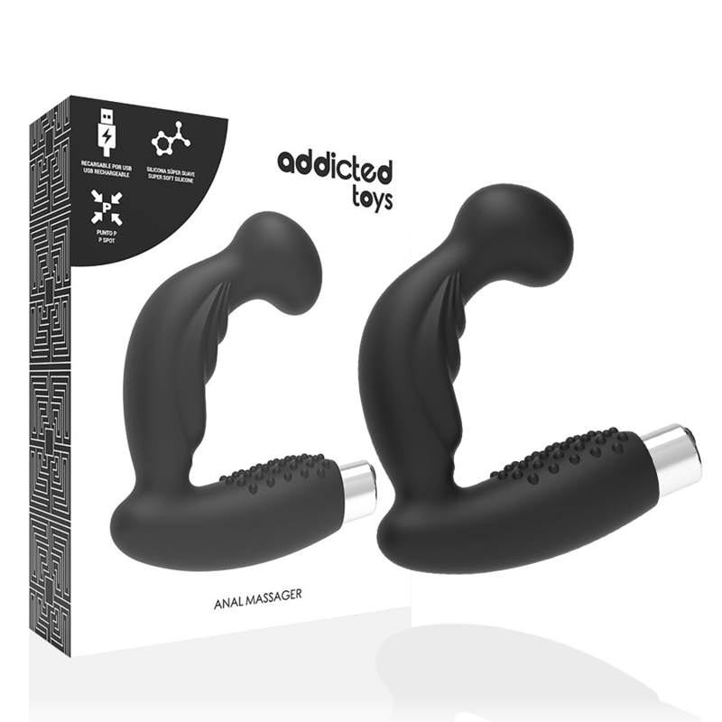 ADDICTED TOYS -RECHARGEABLE PROSTHETIC VIBRATOR - MODEL 3 - BLACK