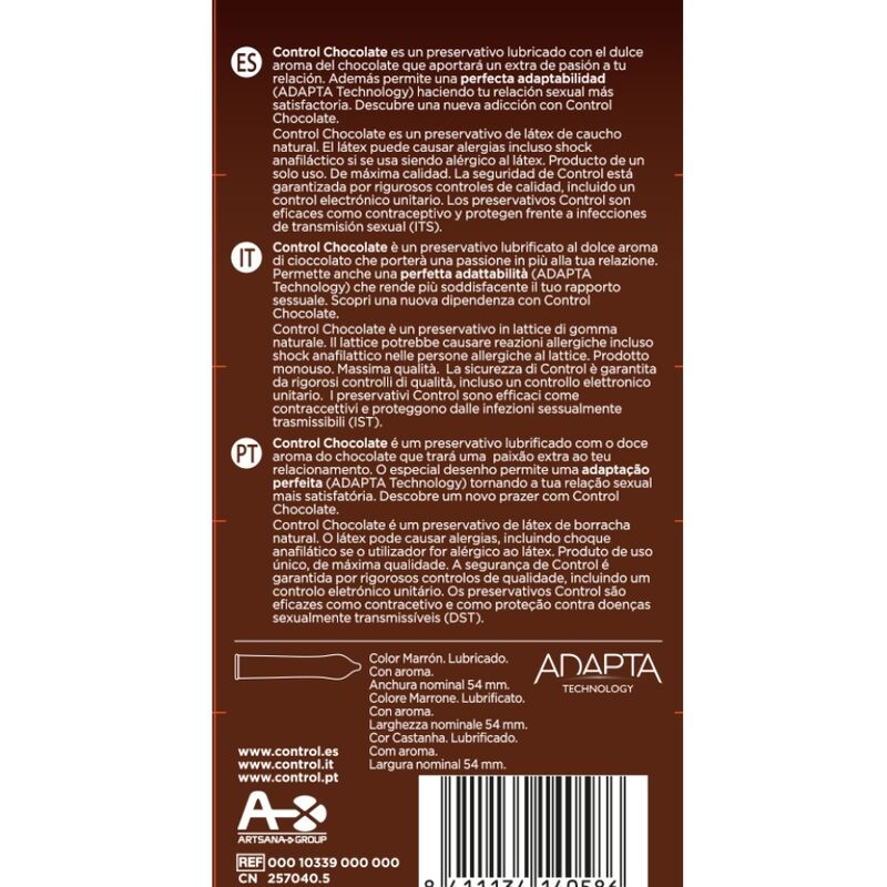 CONTROL - ADAPT PRESERVATIVOS CHOCOLATE 12 UNIDADES