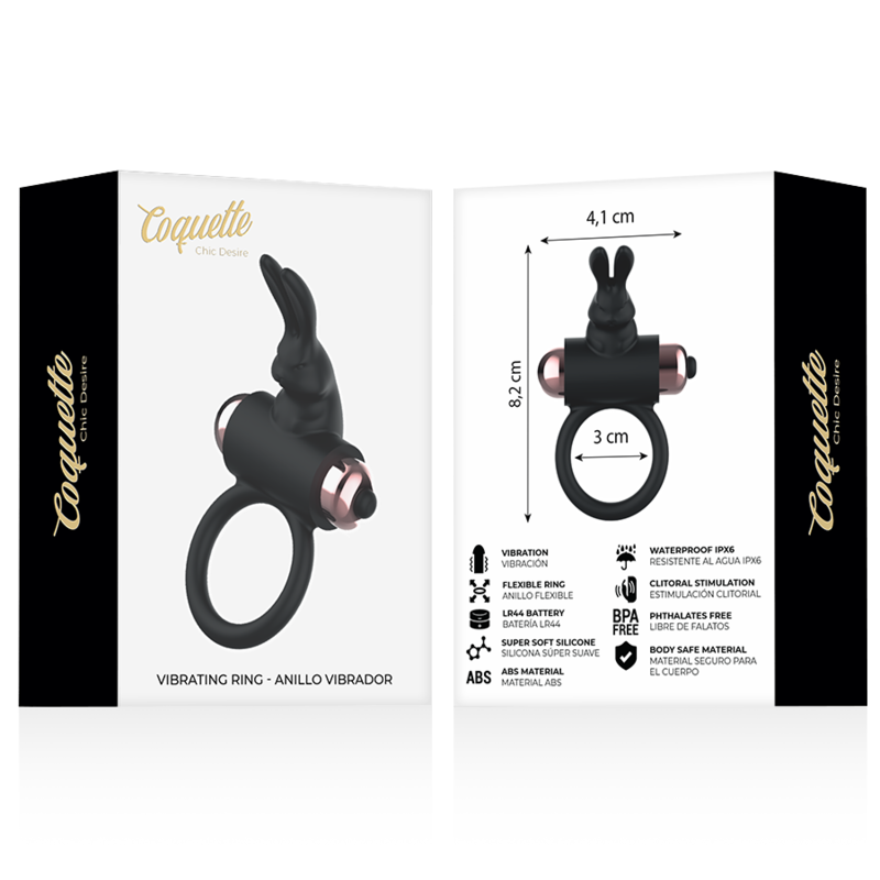COQUETTE CHIC DESIRE - ANILLO VIBRADOR NEGRO/ORO