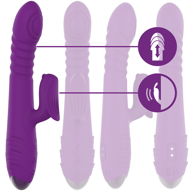 INTENSE - IGGY UP & DOWN MULTIFUNCTION RECHARGEABLE VIBRATOR WITH PURPLE CLITORAL STIMULATOR