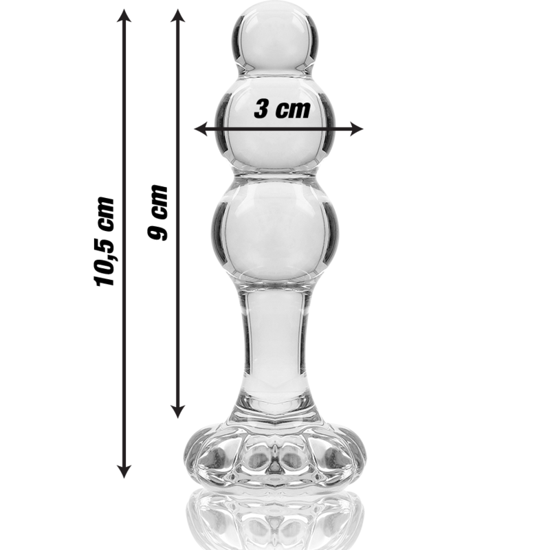 NEBULA SERIES BY IBIZA - MODEL 1 PLUG TRANSPARENT BOROSILICATE GLASS 10.5 CM -O- 3 CM
