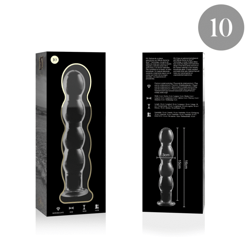 NEBULA SERIES BY IBIZA - MODEL 10 TRANSPARENT BOROSILICATE GLASS DILDO 16.5 CM -O- 3.5 CM