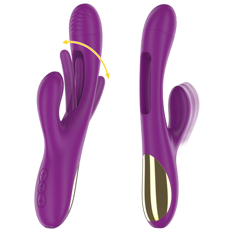 INTENSE - APOLO RECHARGEABLE MULTIFUNCTION VIBRATOR 7 VIBRATIONS WITH PURPLE OSCILLATING TONGUE