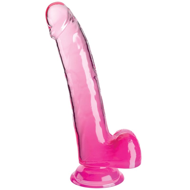 KING COCK - DILDO TRANSPARENTE CON TESTICULOS 20,3 CM ROSA