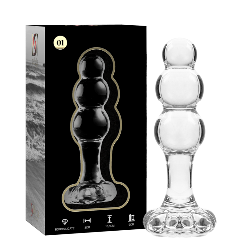 NEBULA SERIES BY IBIZA - MODEL 1 PLUG TRANSPARENT BOROSILICATE GLASS 10.5 CM -O- 3 CM