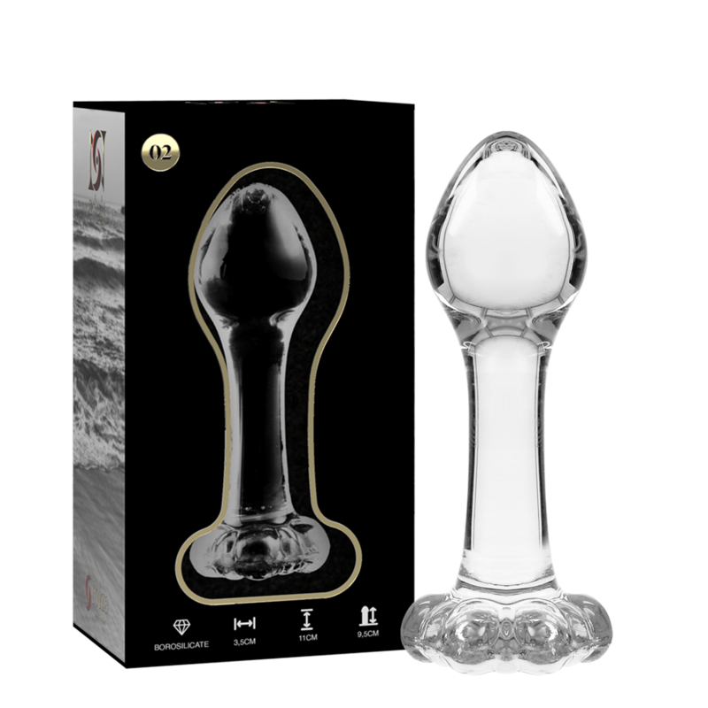 NEBULA SERIES BY IBIZA - MODEL 2 ANAL PLUG TRANSPARENT BOROSILICATE GLASS 11 CM -O- 3.5 CM
