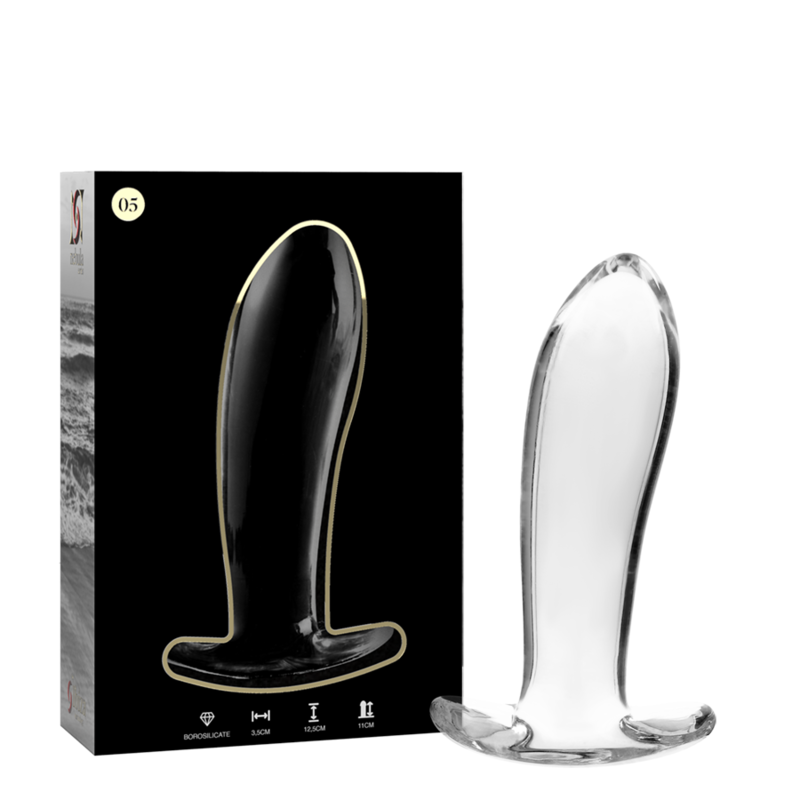 NEBULA SERIES BY IBIZA - MODEL 5 ANAL PLUG TRANSPARENT BOROSILICATE GLASS 12.5 CM -O- 3.5 CM