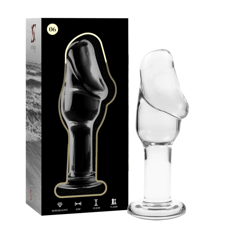 NEBULA SERIES BY IBIZA - MODEL 6 ANAL PLUG TRANSPARENT BOROSILICATE GLASS 12.5 CM -O- 4 CM