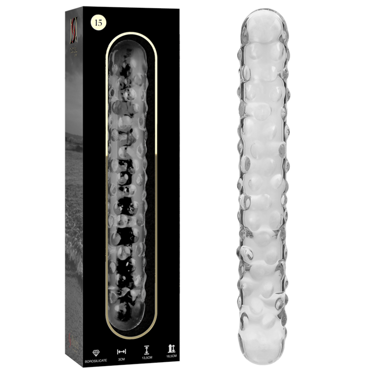 NEBULA SERIES BY IBIZA - MODEL 15 TRANSPARENT BOROSILICATE GLASS DILDO 18.5 CM -O- 3 CM