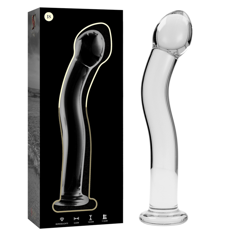 NEBULA BY IBIZA SERIES - MODEL 18 TRANSPARENT BOROSILICATE GLASS DILDO 18.5 CM -O- 3.5 CM