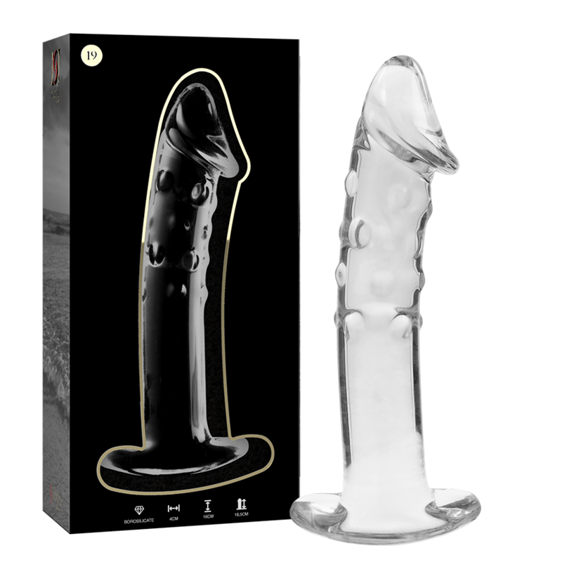 NEBULA SERIES BY IBIZA - MODEL 19 TRANSPARENT BOROSILICATE GLASS DILDO 18.5 CM -O- 4 CM