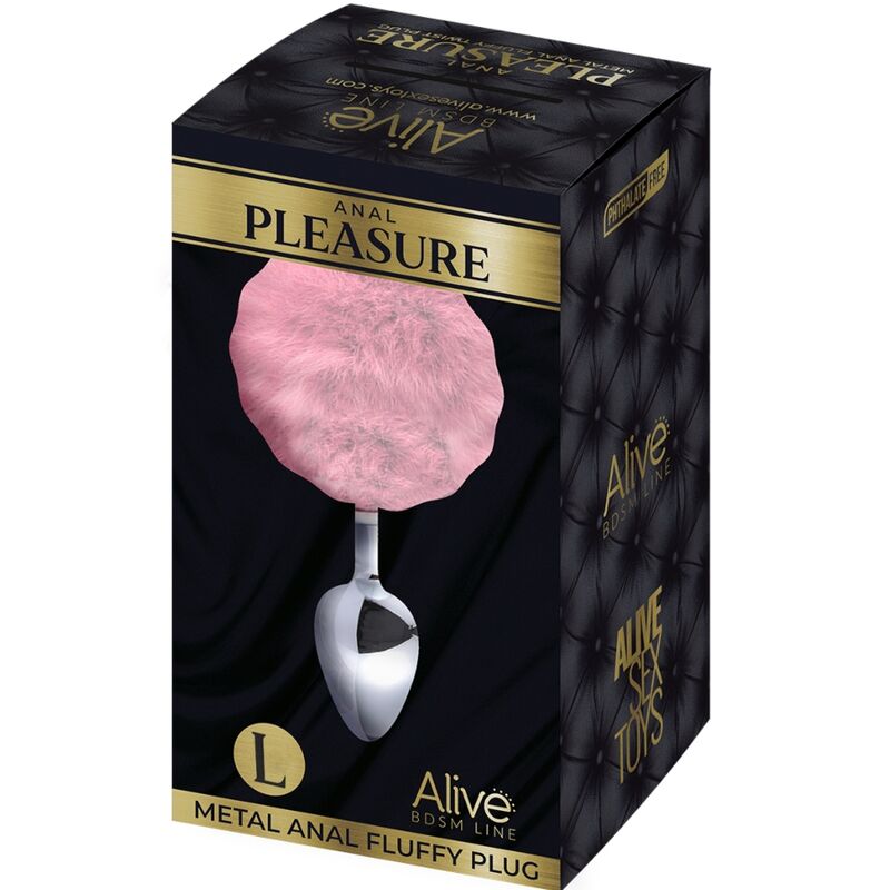 ALIVE - PLUG DE PLACER ANAL DE METAL LISO, ESPONJOSO, ROSADO, TAMAÑO S