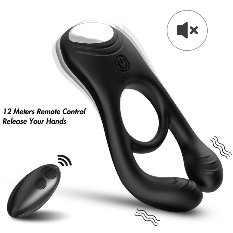 ARMONY - VEYRON DOUBLE VIBRATING RING FOR COUPLES WITH REMOTE CONTROL BLACK