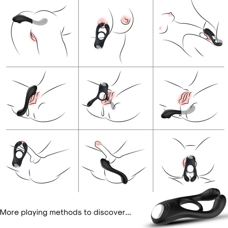 ARMONY - VEYRON DOUBLE VIBRATING RING FOR COUPLES WITH REMOTE CONTROL BLACK