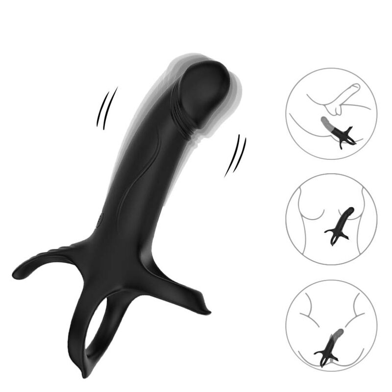 ARMONY - DILDO CON ANILLO Y VIBRADOR CONTROL REMOTO NEGRO