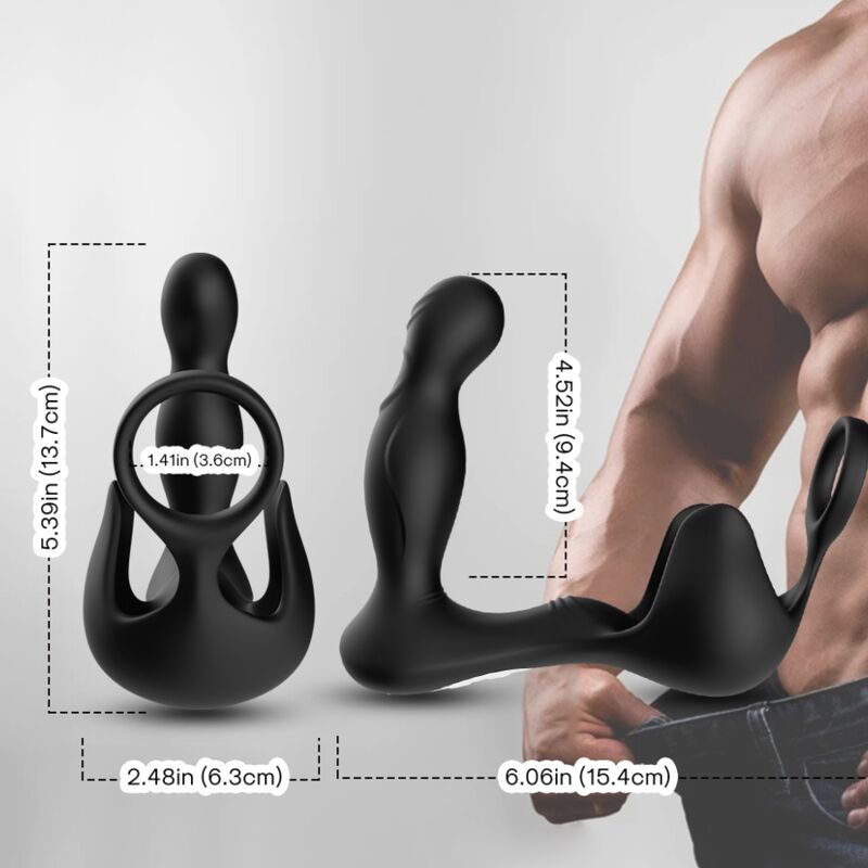 ARMONY - ANAL SURROUND VIBRATOR AND TESTICLE STIMULATOR AND REMOTE CONTROL RING BLACK