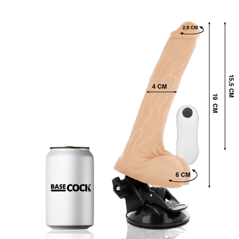 BASECOCK - REALISTIC NATURAL REMOTE CONTROL VIBRATOR 19 CM -O- 4 CM
