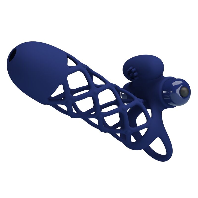 PRETTY LOVE - ANILLO VIBRADOR GIANN CON FUNDA DE SILICONA AZUL