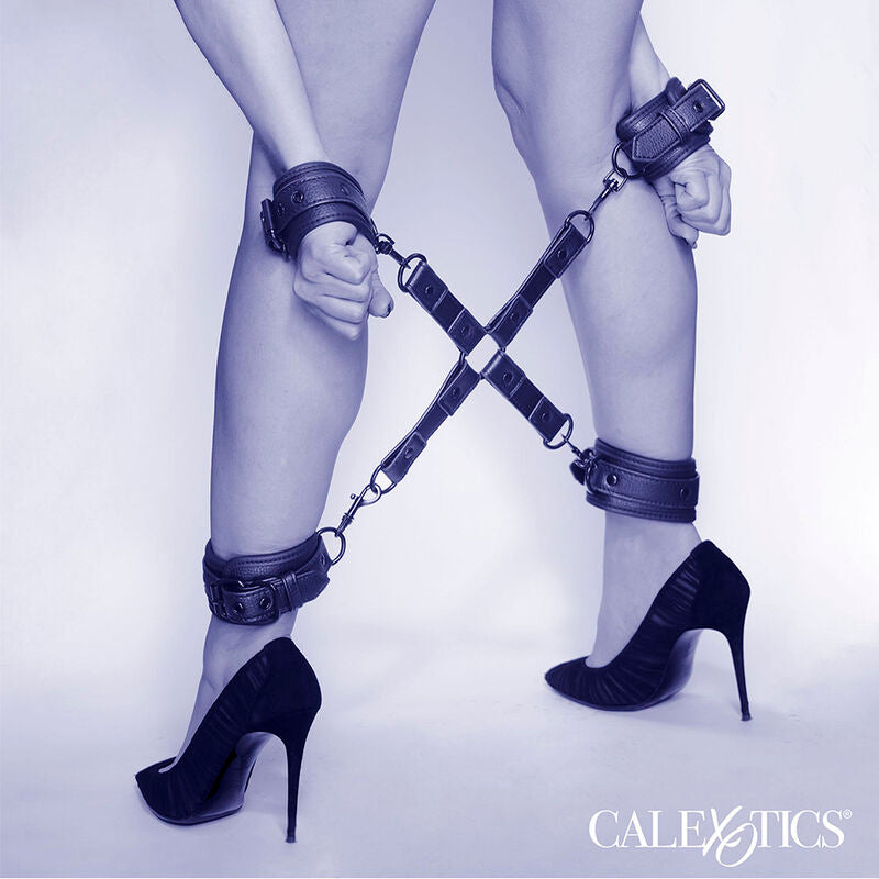 CALEXOTICS - NOCTURNAL CONNECTOR HOG TIE ADJUSTABLE LEATHER BLACK
