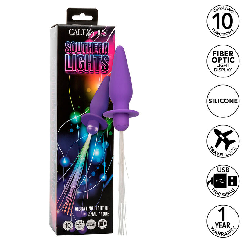 CALEXOTICS - SOUTHERN LIGHTS LIGHT UP ANAL PLUG 10 VIBRATIONS PURPLE SILICONE