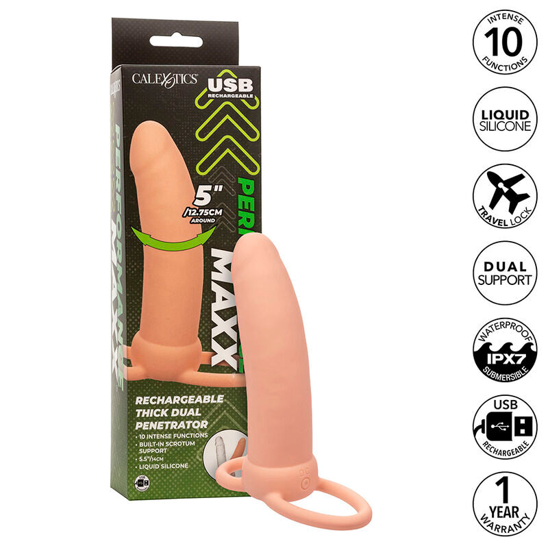 CALEXOTICS - MAXX THICK DOBLE PENETRADOR 10 VIBRACIONES EN CARNE