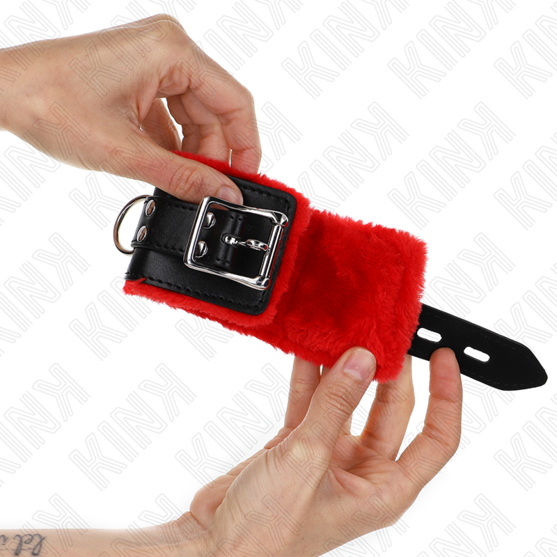 KINK - LEATHER LINING WRIST WITH SQUARE HOLES ADJUSTABLE RED AND BLACK BELT 17-29 CM X 6 CM