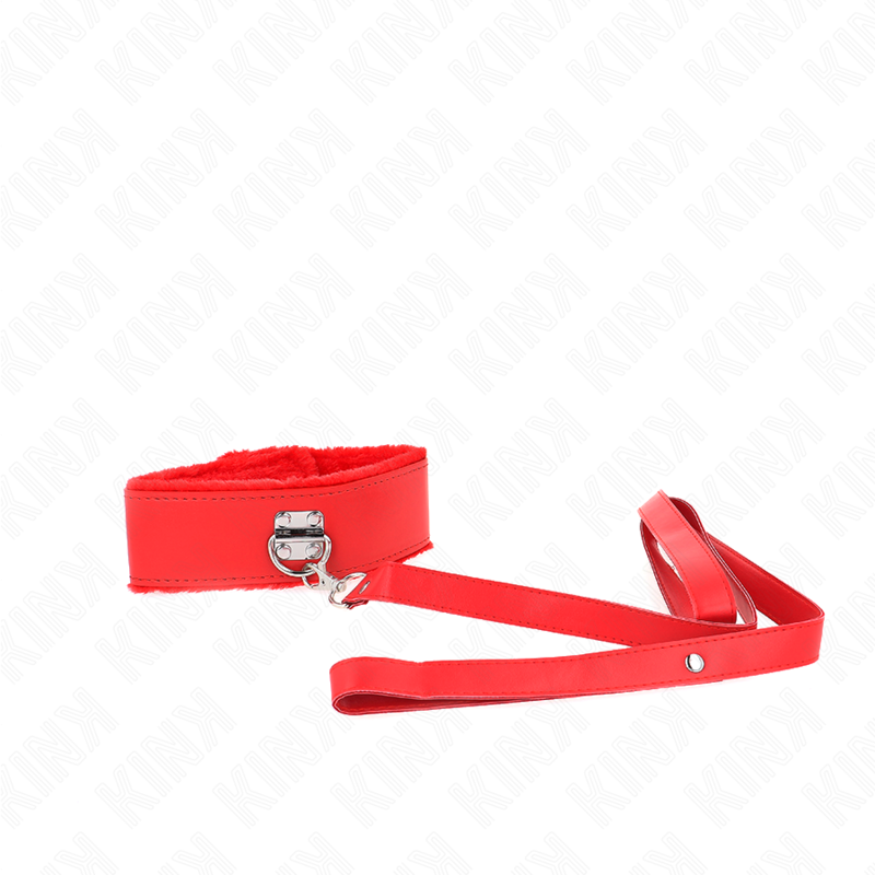KINK - 116 CM NECKLACE WITH LEASH WITH SILVER NAILS MODEL 4 RED ADJUSTABLE 40-48 CM X 6 CM