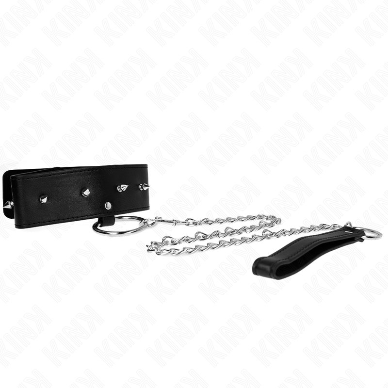 KINK - 65 CM NECKLACE WITH LEASH WITH SILVER NAILS MODEL 2 ADJUSTABLE 36-43 CM X 5 CM