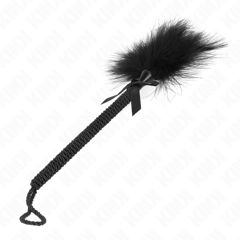 KINK - NYLON ROPE WAND WITH TICKLING FEATHERS AND BLACK LOOP 25 CM