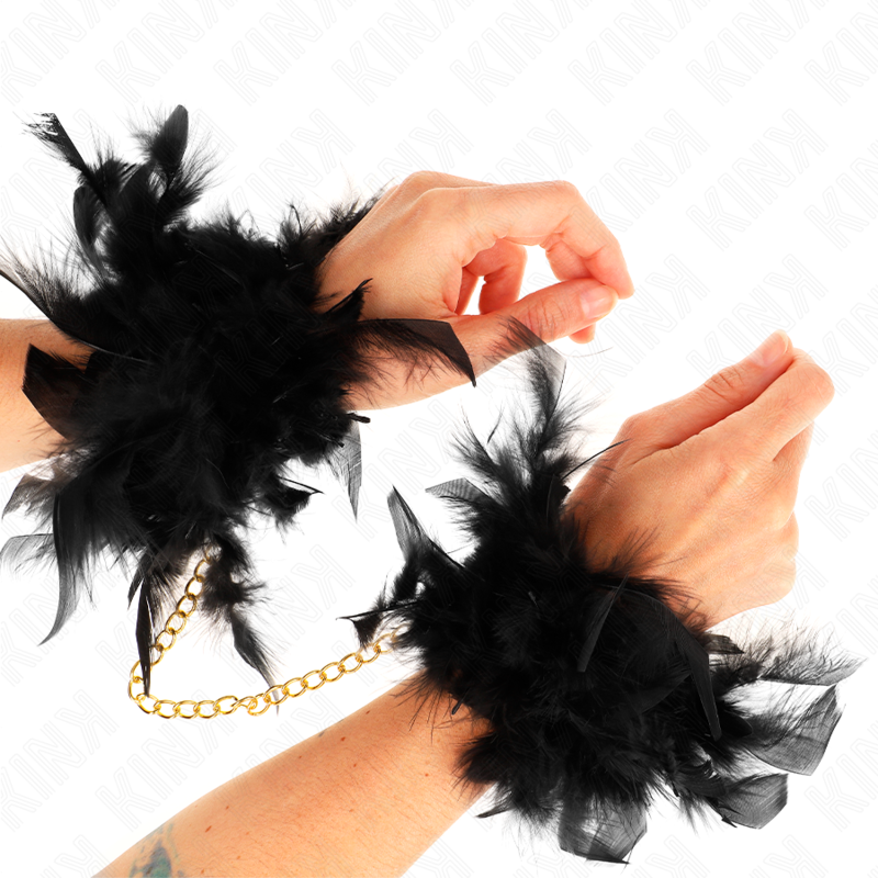 KINK - FEATHER HANDCUFFS WITH GOLD CHAIN MODEL 1