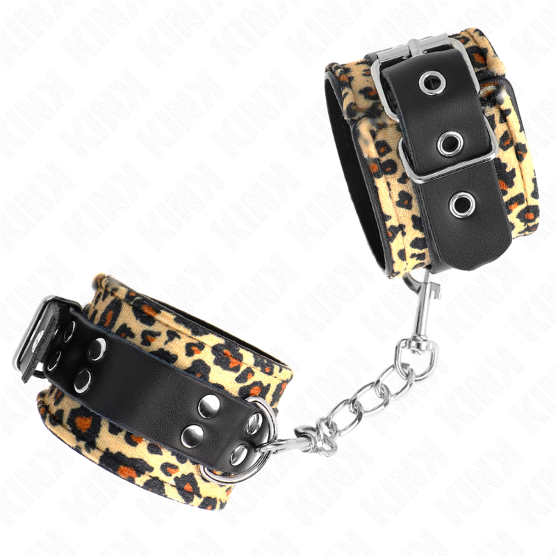 KINK - ADJUSTABLE LEOPARD REAL LEATHER WRIST RESTRAINT 18-29CM X 5.5CM