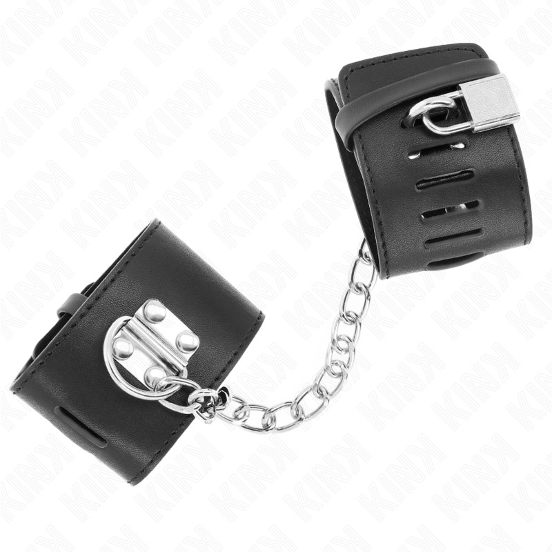 KINK - FIXED CUFFS WITH 30 CM CHAIN AND ADJUSTABLE BLACK PADLOCK CLOSURE 16-23 CM X 5.5 CM