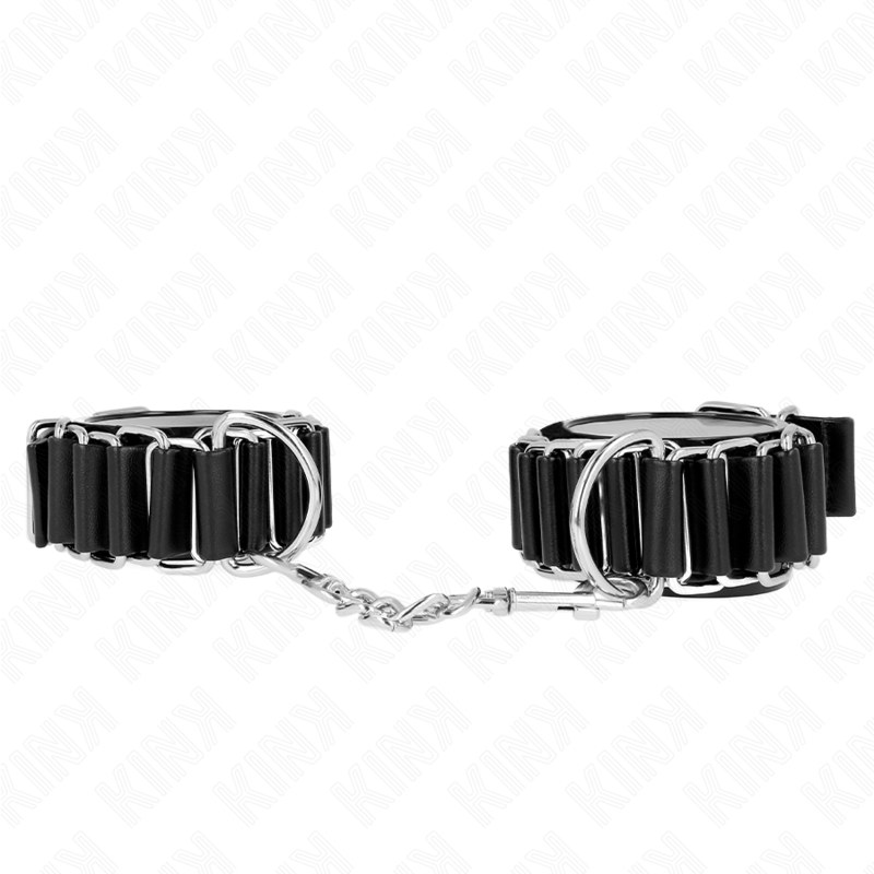 KINK - BLACK ADJUSTABLE HINGED THIN WRIST RESTRAINTS 16-22CM X 3.5CM