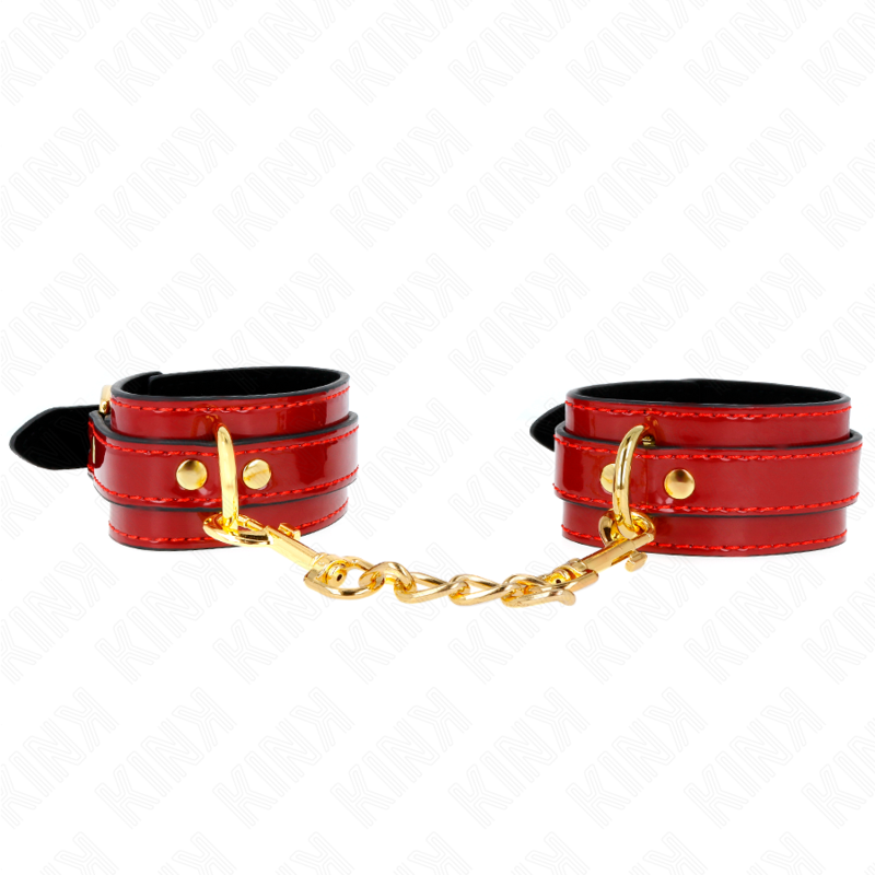 KINK - JOANNA ANGEL RED ADJUSTABLE CUFFS WITH GOLD CHAIN 16.5-26 CM X 4 CM