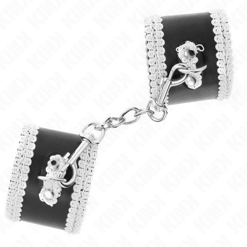 KINK - BLACK WRIST WITH ADJUSTABLE WHITE DECORATED LACE 20-23 CM X 5.5 CM