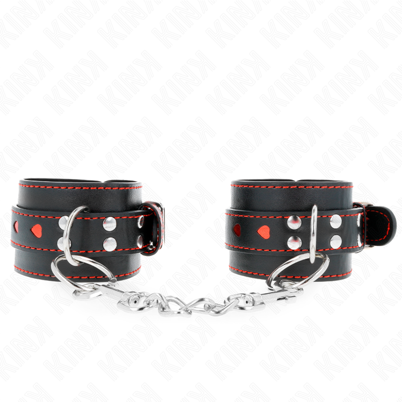 KINK - BLACK WRIST CHAIN WITH ADJUSTABLE RED HEART INSERT 21-28 CM X 5.5 CM