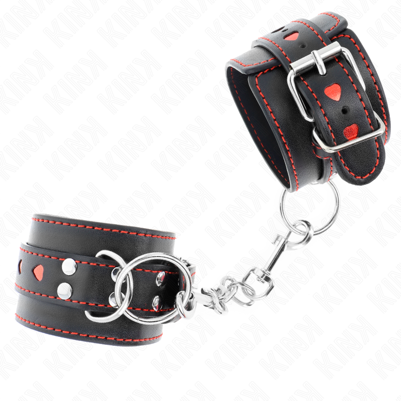 KINK - BLACK WRIST CHAIN WITH ADJUSTABLE RED HEART INSERT 21-28 CM X 5.5 CM
