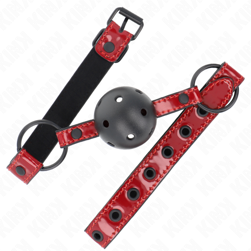 KINK - SHINY LEATHER BALL 4.5 CM GAG 63.5 X 2 CM ADJUSTABLE 41 X 59 CM