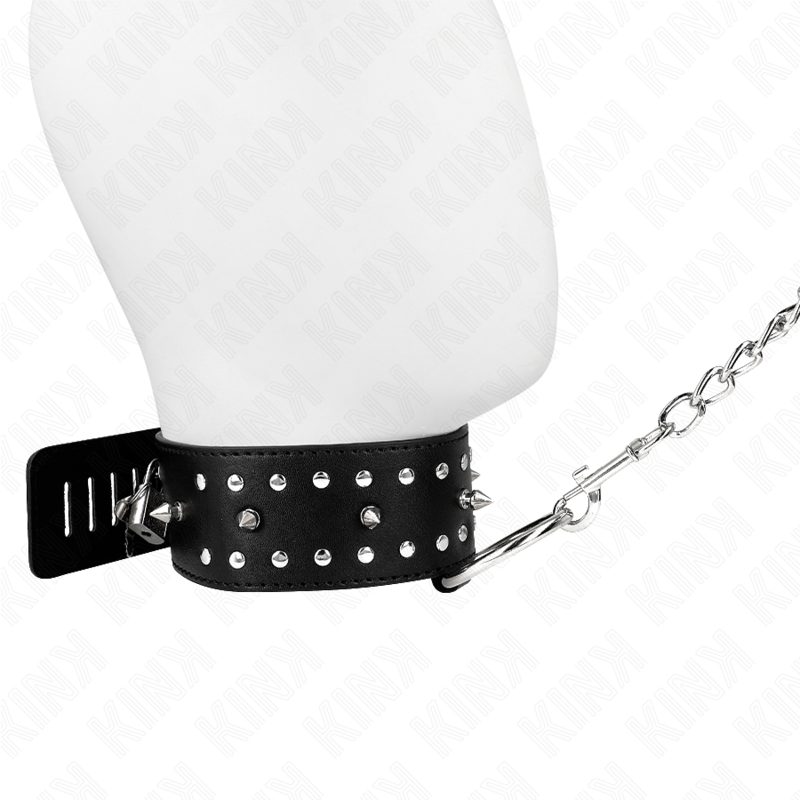 KINK - 65 CM NECKLACE WITH LEASH WITH SILVER NAILS MODEL 1 ADJUSTABLE 36-43 CM X 5 CM