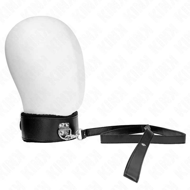 KINK - 116 CM NECKLACE WITH LEASH WITH SILVER NAILS MODEL 4 BLACK ADJUSTABLE 40-48 CM X 6 CM