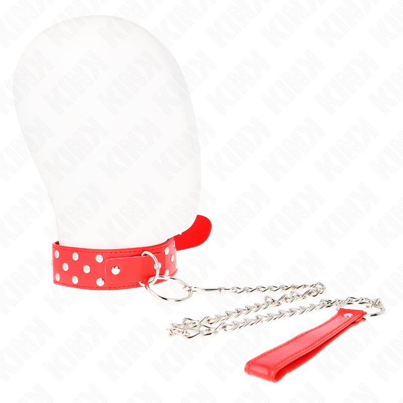 KINK - RING RIVET STRAP NECKLACE WITH BELT 65CM RED ADJUSTABLE 36-50CM X 3.8CM