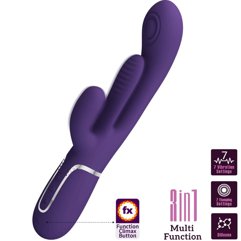 PRETTY LOVE - SHANIA TRIPLE RABBIT MULTIFUNCTIONAL VIBRATOR PURPLE