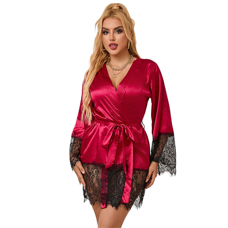 SUBBLIME - 953829 PIJAMA ELEGANTE DE ENCAJE + TANGA ROJA L/XL