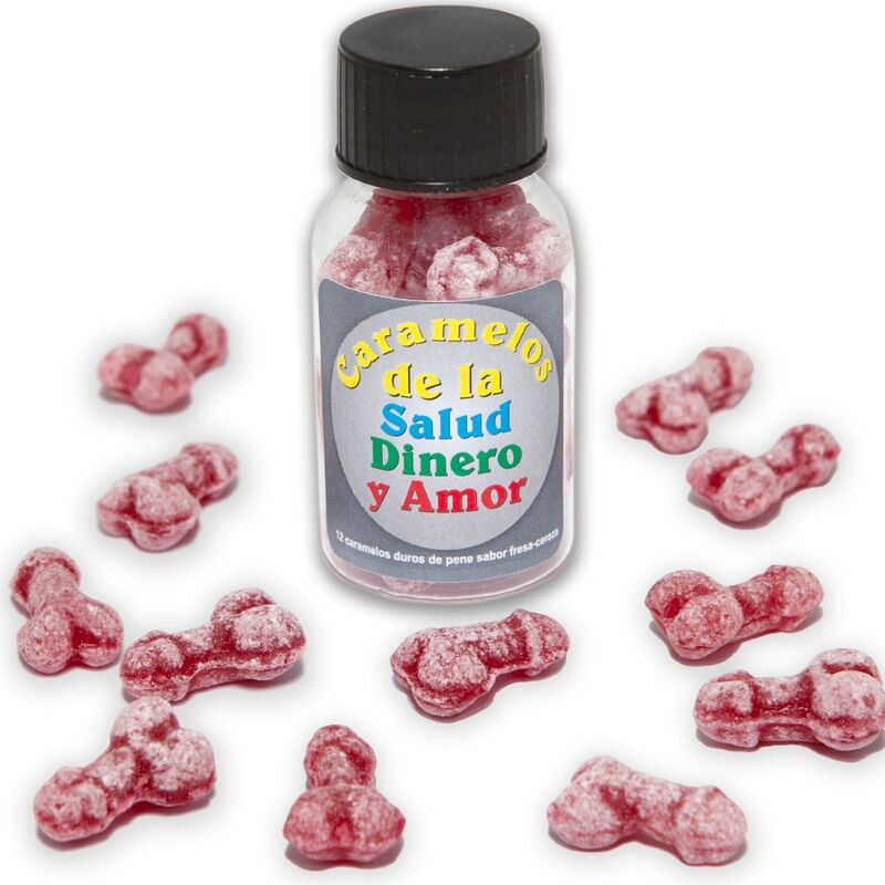 SPICY DEVIL - 12 HEALTH-MONEY-LOVE PENIS SHAPE SWEETS STRAWBERRY/CHERRY