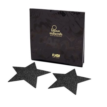 JOYERÍA - TAPONES PARA PEZONES INDISCRETS BLACK STAR FLASH