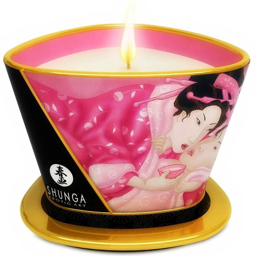 SHUNGA - MINI CARESS BY CANDELIGHT VELA DE MASSAGEM AFRODISÍACA ROSAS 170 ML - Intimate Vibes
