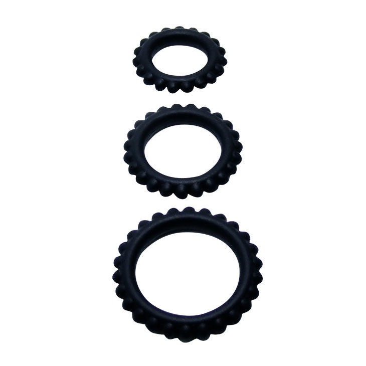 BAILE - TITAN SET 3PCS ANILLO PARA PENE NEGRO 2.8 + 2.4 + 1.9 CM